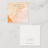 Geel Oranje Waterverf textuur Haarklemscherm Vierkante Visitekaartje (Voorkant / Achterkant)