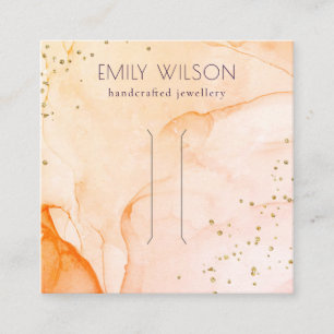 Geel Oranje Waterverf textuur Haarklemscherm Vierkante Visitekaartje