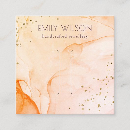 Geel Oranje Waterverf textuur Haarklemscherm Vierkante Visitekaartje (Voorkant)