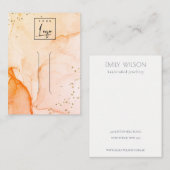 Geel Oranje Waterverf textuur Haarklemscherm Visitekaartje (Voorkant / Achterkant)