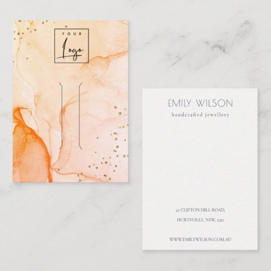 Geel Oranje Waterverf textuur Haarklemscherm Visitekaartje (Voorkant / Achterkant)