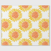 Geel Oranje Waterverf Zonnebloempatroon Cadeaupapier (Vlak)