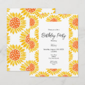 Geel Oranje Waterverf Zonnebloempatroon Kaart (Voorkant / Achterkant)