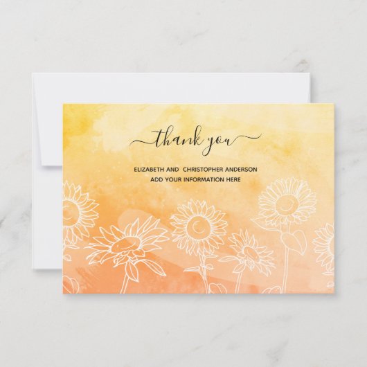 Geel Oranje White Floral Calligraphy Elegant Bedankkaart (Voorkant)