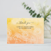 Geel Oranje Witte Bloemige Calligrafie Elegant Bedankkaart (Staand voorkant)