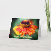 Geel Oranje Zinnia Gepersonaliseerde Birthday Kaar Kaart (Voorkant)