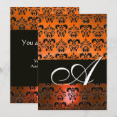 GEEL ORANJE ZWART DAMAST MONOGRAM ,helder wit Kaart (Voorkant / Achterkant)