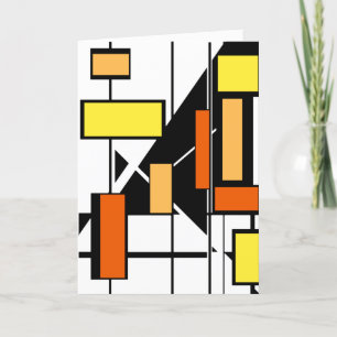 Geel Oranje Zwart wit formaat MCM-achtige kunst Kaart