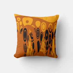 Geel Oranje, Zwarte Abstracte Retro Art Deco Kussen
