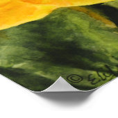 Geel orchidee groene achtergrond acryl poster (Hoek)