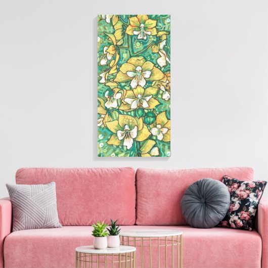 Geel orchidee Tropische bloemen Canvas Afdruk (Insitu (Woonkamer))