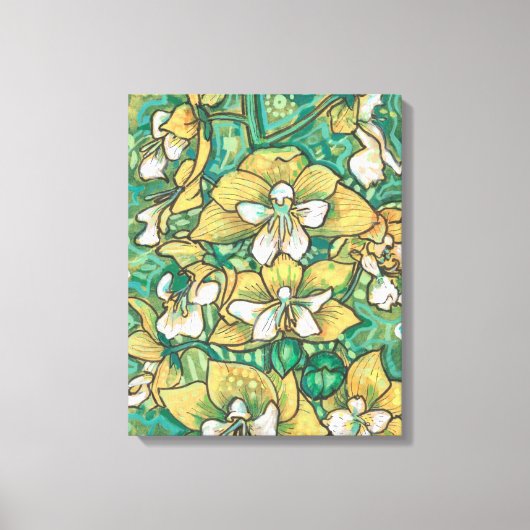Geel orchidee Tropische bloemen Canvas Afdruk (Voorkant)