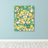 Geel orchidee Tropische bloemen Canvas Afdruk (Insitu (Houten vloer))