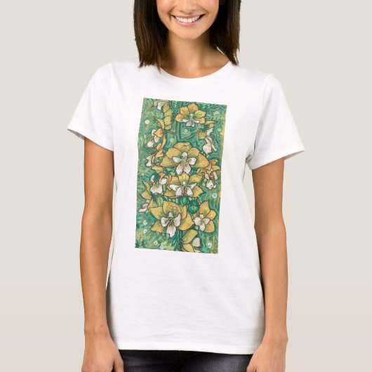 Geel orchidee Tropische bloemen T-shirt (Voorkant)