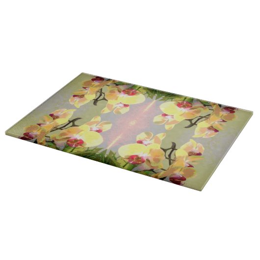 Geel Orchideeën Patroon Snijplank (Hoek)