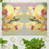 Geel Orchideeën Patroon Theedoek (Gevouwen)