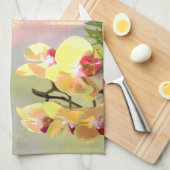 Geel Orchideeën Patroon Theedoek (Quarter Fold)