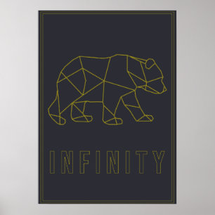 Geel origami beer bevestiging poster. oneindigheid poster