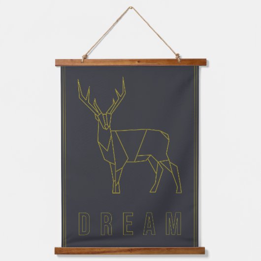 Geel origami hert bevestigt poster. droom hangend wandkleed (Voorkant)