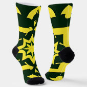 Geel Ornament op een groene achtergrond Sokken (Gebogen)
