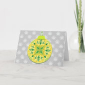  Geel Ornament Snowflake kerstKaart Kaart (Voorkant)