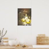 Geel Ornament vrolijk kerstfeest Poster (Keuken)
