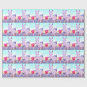 Geel paard en rood hart cadeaupapier (Vlak)