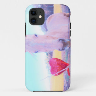 Geel paard en rood hart Case-Mate iPhone case
