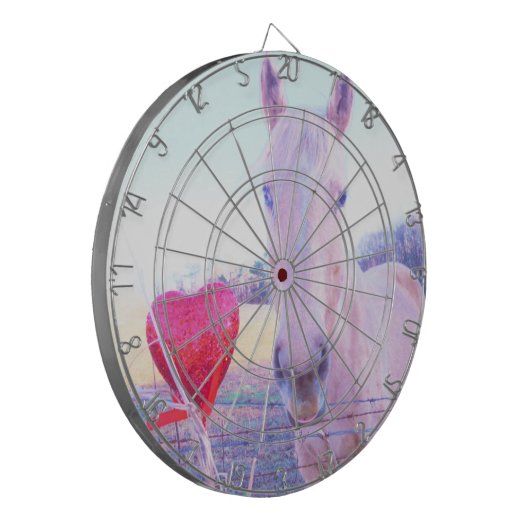Geel paard en rood hart dartbord (Voorkant Links)
