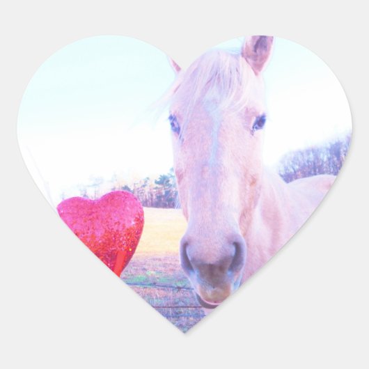 Geel paard en rood hart hart sticker (Voorkant)