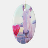 Geel paard en rood hart keramisch ornament (Rechts)