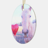 Geel paard en rood hart keramisch ornament (Links)
