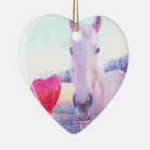 Geel paard en rood hart keramisch ornament (Rechts)