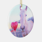 Geel paard en rood hart keramisch ornament (Rechts)