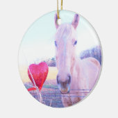 Geel paard en rood hart keramisch ornament (Links)