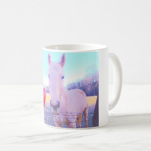 Geel paard en rood hart koffiemok (Voorkant rechts)