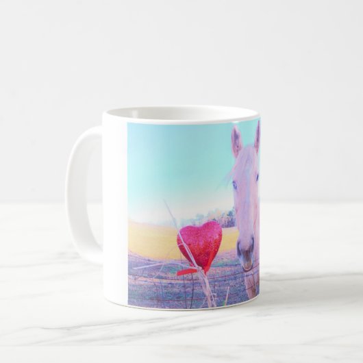 Geel paard en rood hart koffiemok (Voorkant links)