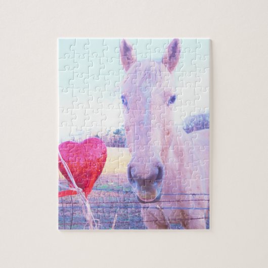 Geel paard en rood hart legpuzzel (Verticaal)