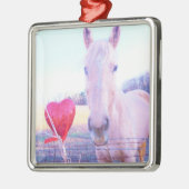 Geel paard en rood hart metalen ornament (Links)