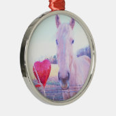 Geel paard en rood hart metalen ornament (Rechts)