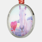 Geel paard en rood hart metalen ornament (Links)