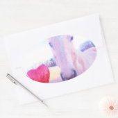 Geel paard en rood hart ovale sticker (Envelop)