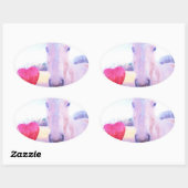 Geel paard en rood hart ovale sticker (Vel)