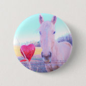 Geel paard en rood hart ronde button 5,7 cm (Voorkant)