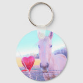 Geel paard en rood hart sleutelhanger (Voorkant)