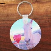 Geel paard en rood hart sleutelhanger (Voorkant)