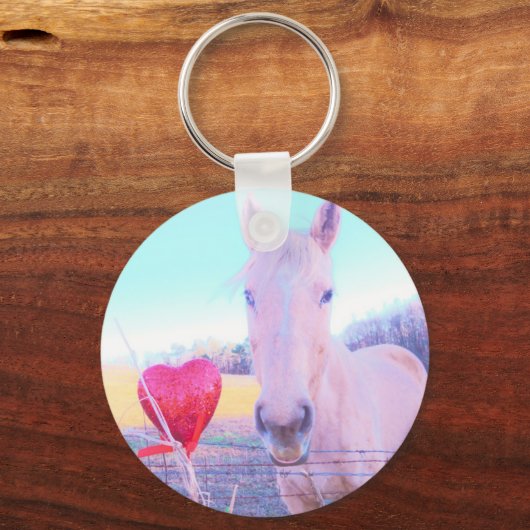 Geel paard en rood hart sleutelhanger (Voorkant)