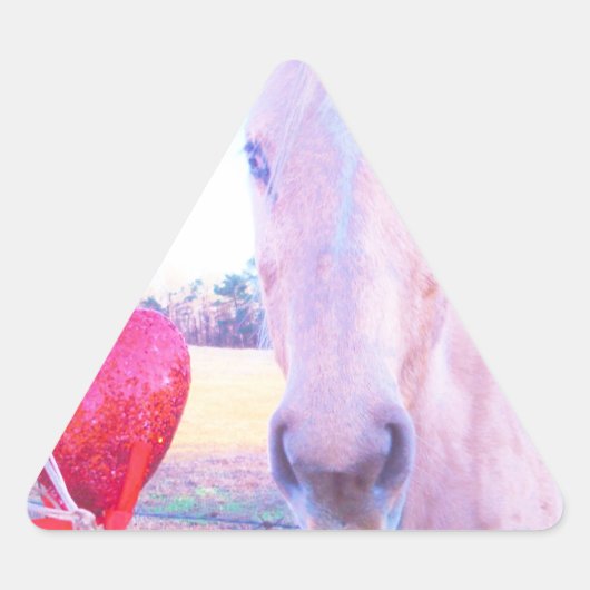 Geel paard en rood hart sticker (Voorkant)