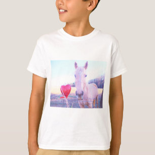Geel paard en rood hart t-shirt