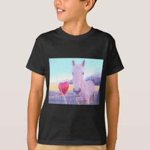 Geel paard en rood hart t-shirt